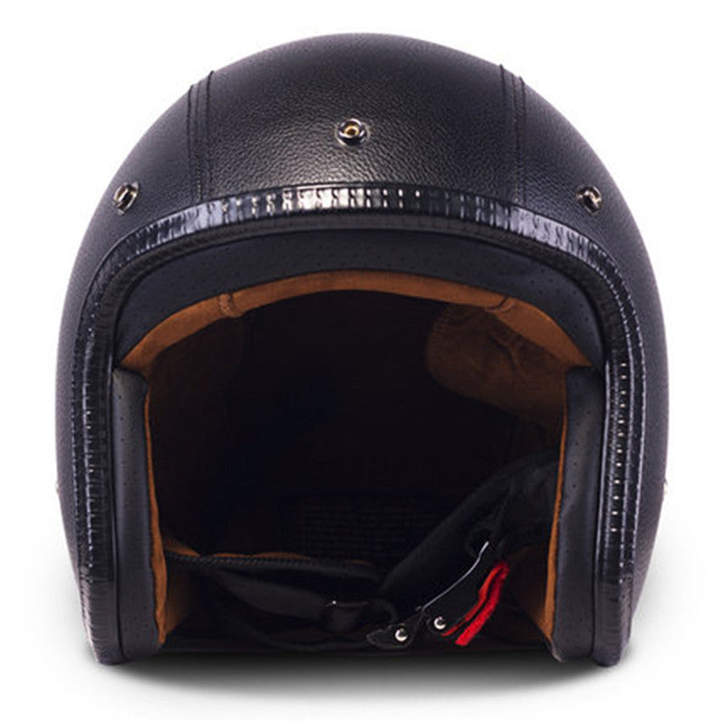 RPM Rebels Faux Leather Motorcycle Half Helmet