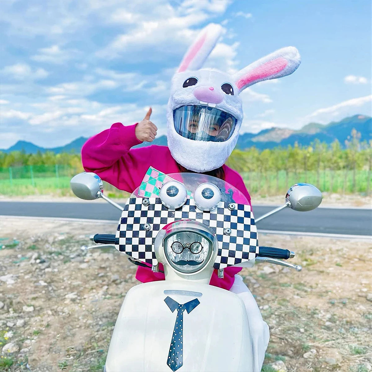 Cute Bunny Motorcycle Helmet Cover