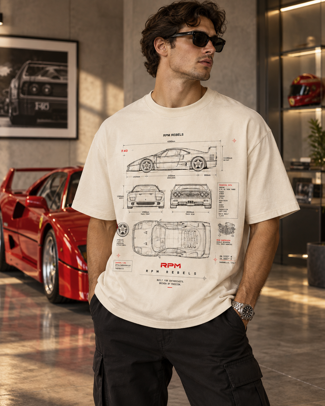 RPM Rebels Premium Blueprint Series – F40 Inspired Technical Tee