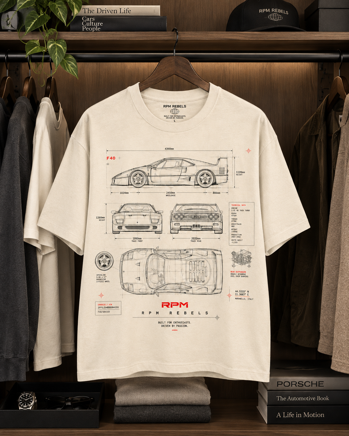 RPM Rebels Premium Blueprint Series – F40 Inspired Technical Tee