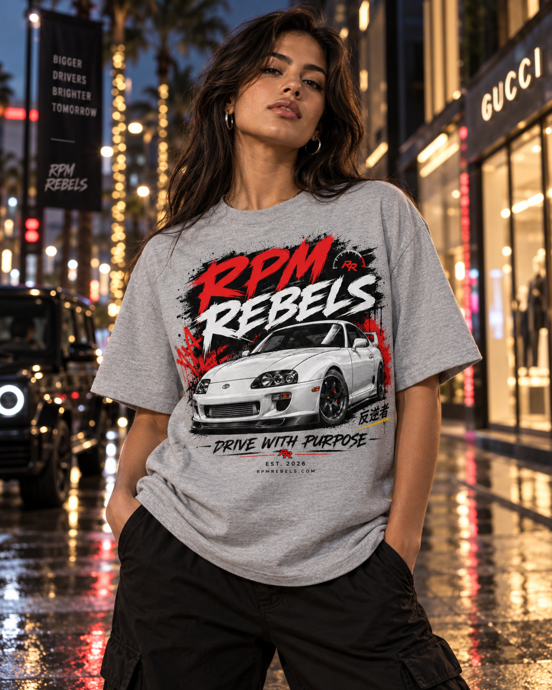 RPM Rebels Drive With Purpose | Toyota Supra MK4 Streetwear T-Shirt