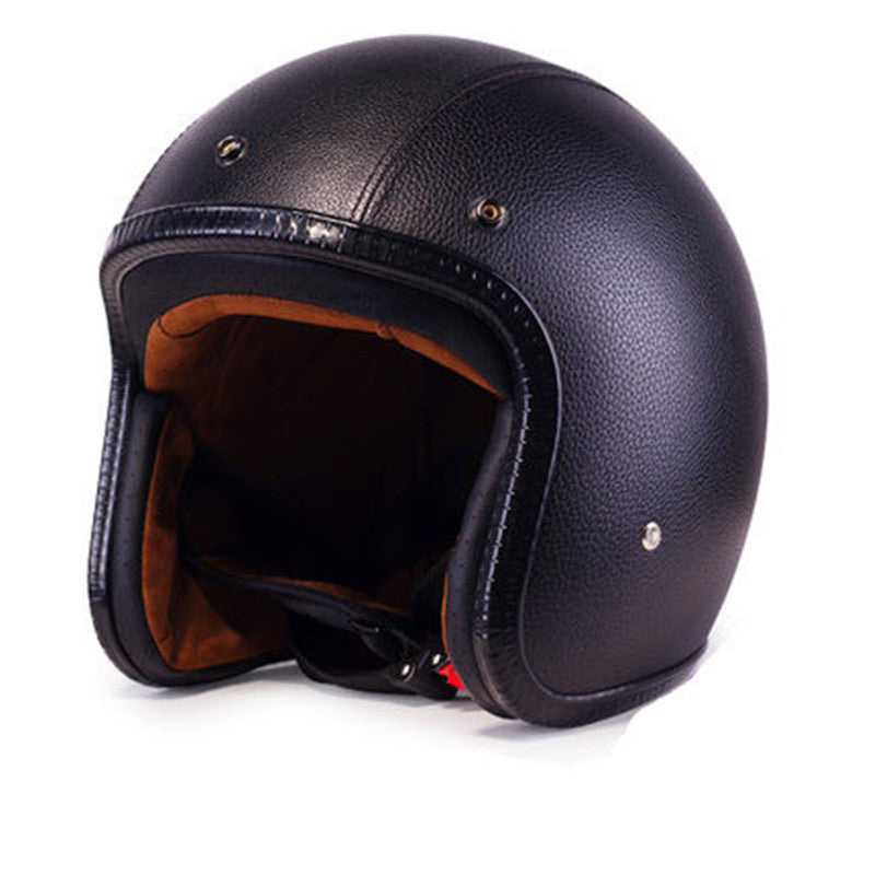 RPM Rebels Faux Leather Motorcycle Half Helmet