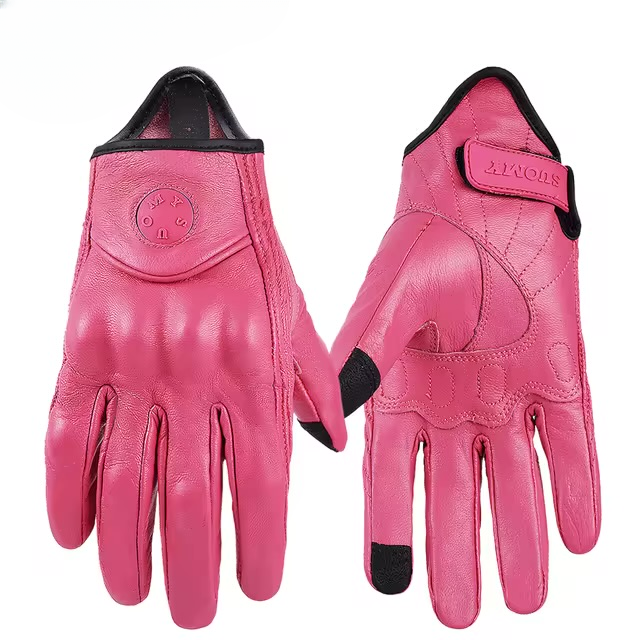 Breathable Women'S Leather Biker Gloves