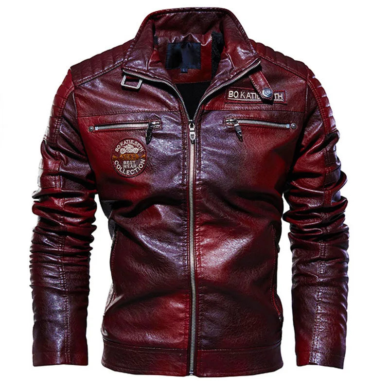 RPM Rebels Embroidery Pattern Faux Leather Jacket