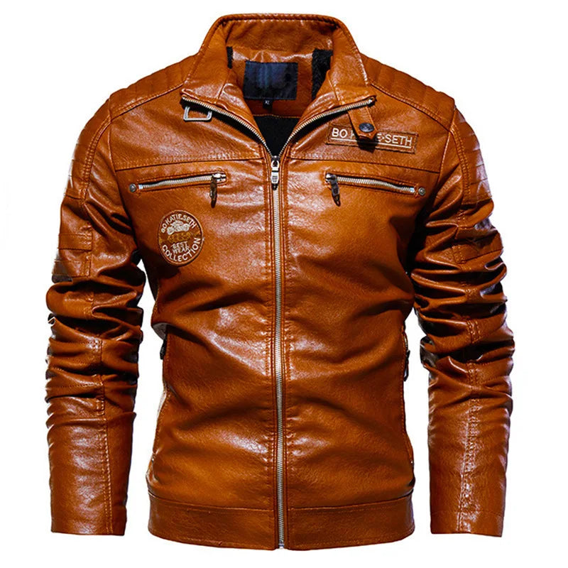 RPM Rebels Embroidery Pattern Faux Leather Jacket