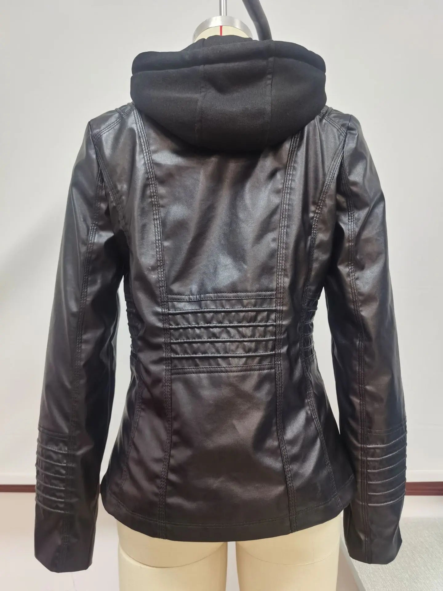 Women's Winter Faux Leather Waterproof Jacket