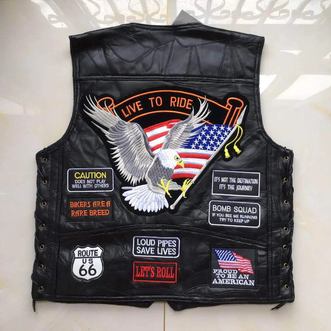 RPM Rebels Punk Motorcycle Vest With 42 Patches