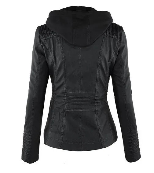 Women's Winter Faux Leather Waterproof Jacket