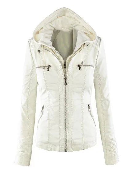 Women's Winter Faux Leather Waterproof Jacket