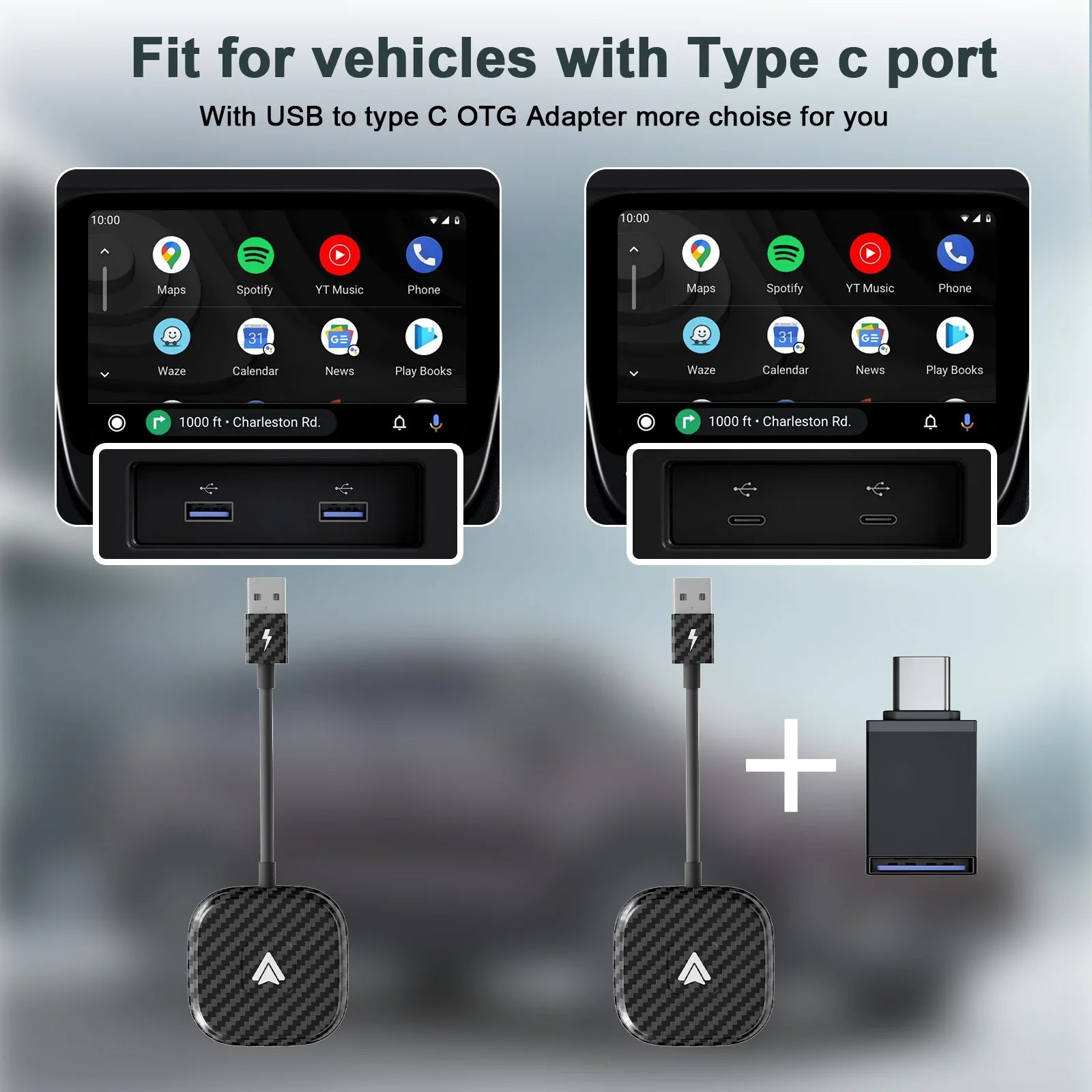 RPM Rebels Wireless CarPlay & Android Auto Adapter – Easy Setup, USB & USB-C Compatible