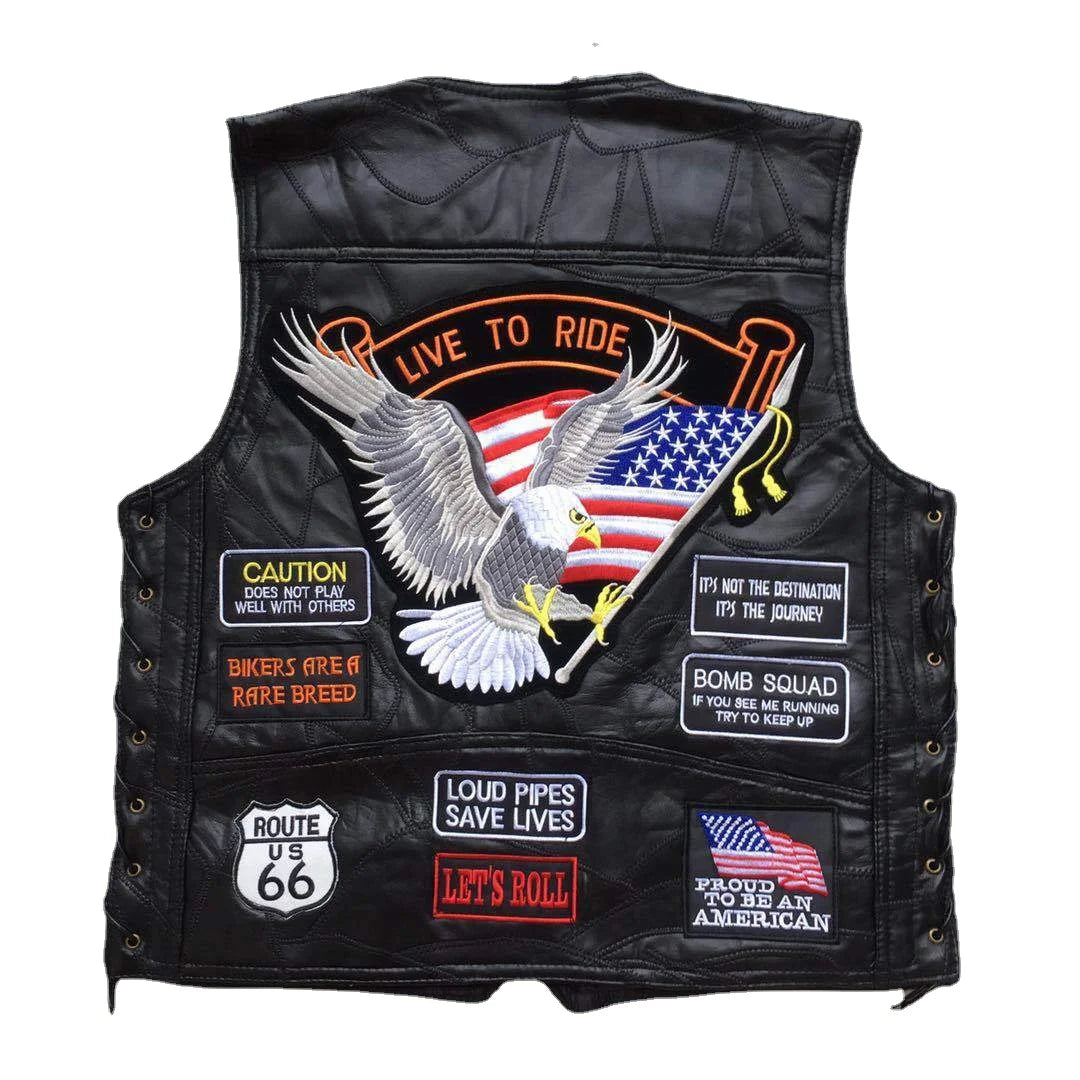 RPM Rebels Punk Motorcycle Vest With 42 Patches