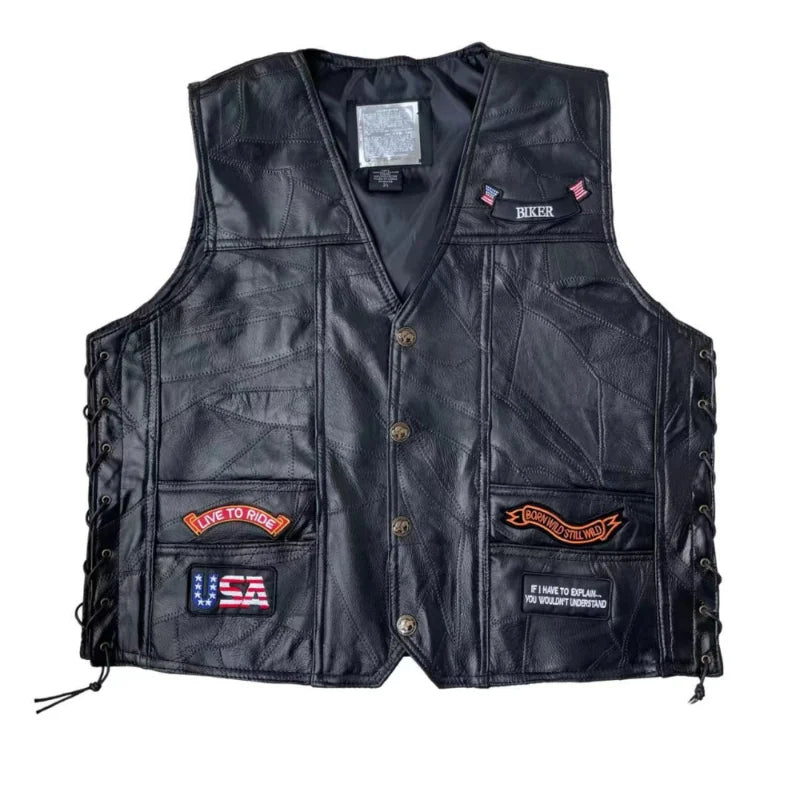 RPM Rebels Punk Motorcycle Vest With 42 Patches