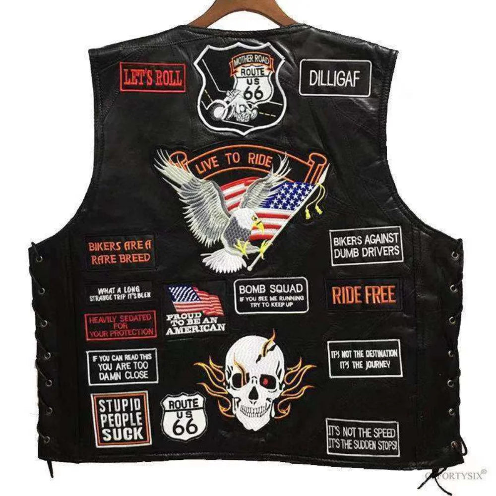 RPM Rebels Punk Motorcycle Vest With 42 Patches