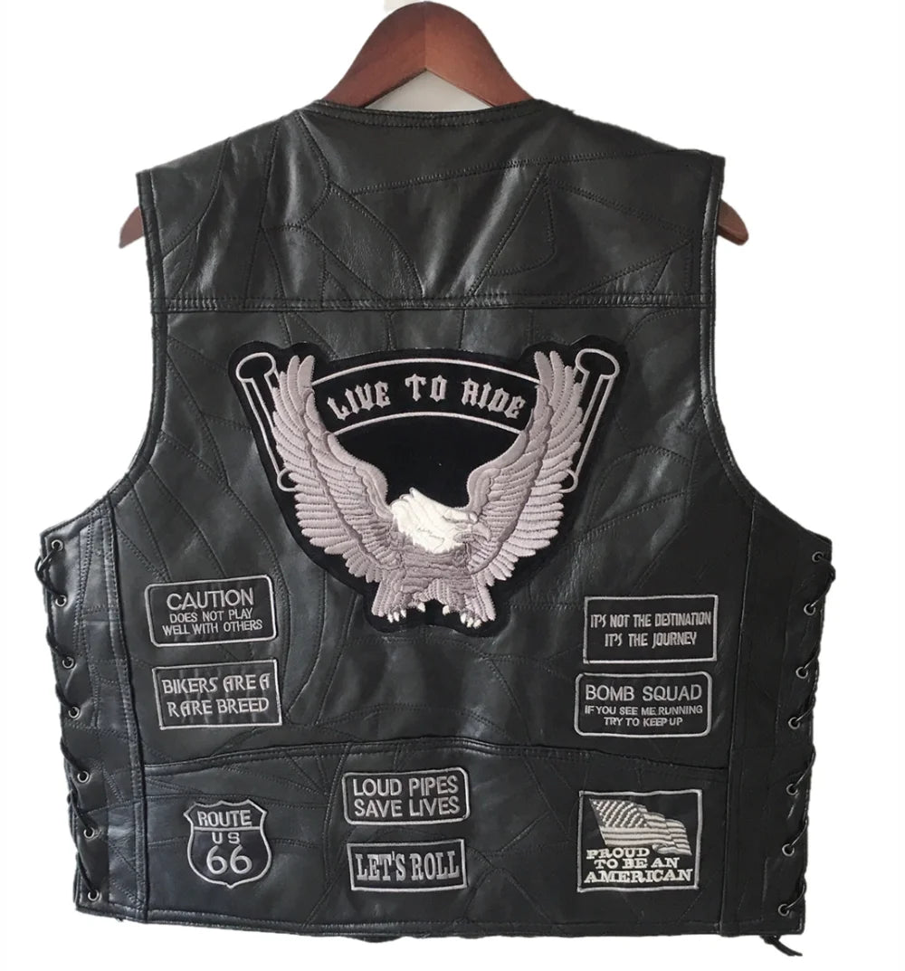 RPM Rebels Punk Motorcycle Vest With 42 Patches