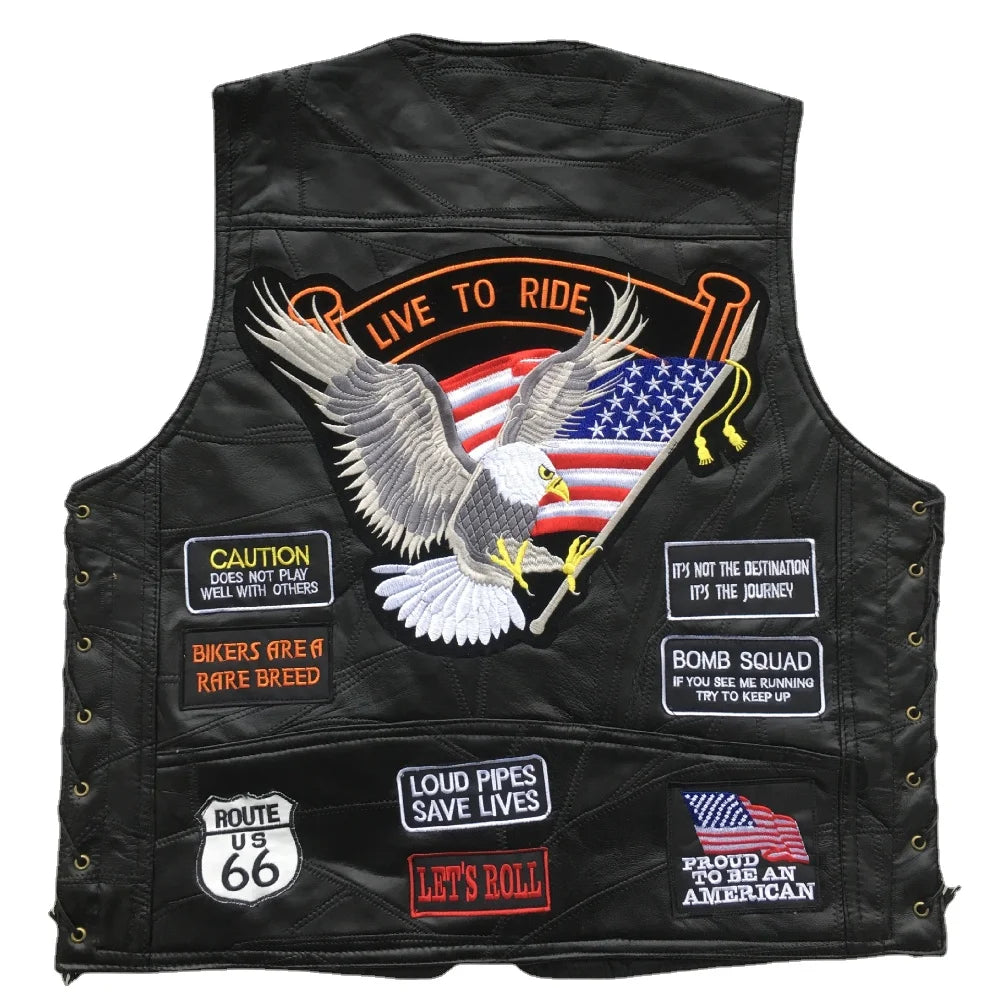 RPM Rebels Punk Motorcycle Vest With 42 Patches