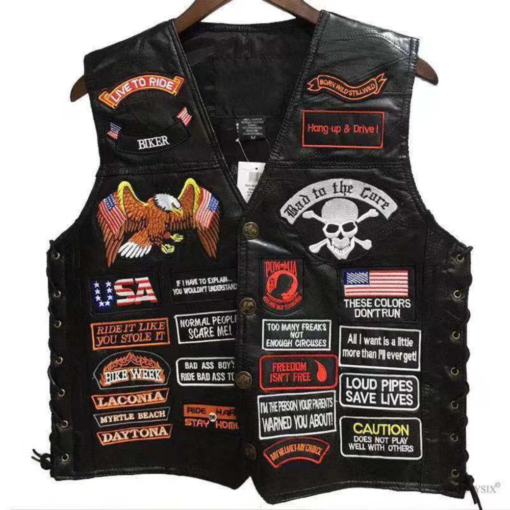 RPM Rebels Punk Motorcycle Vest With 42 Patches