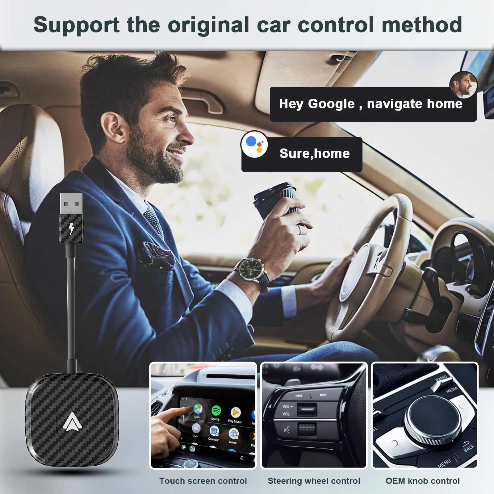 RPM Rebels Wireless CarPlay & Android Auto Adapter – Easy Setup, USB & USB-C Compatible