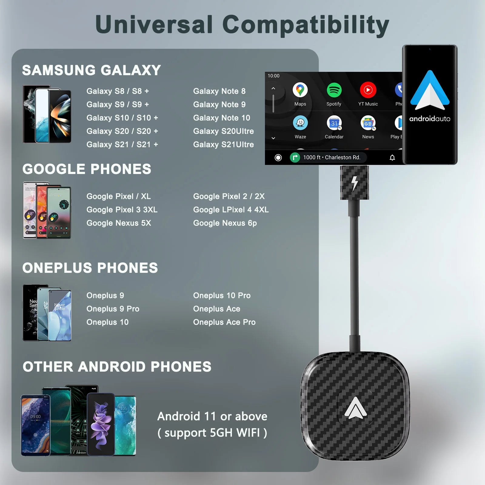 RPM Rebels Wireless CarPlay & Android Auto Adapter – Easy Setup, USB & USB-C Compatible