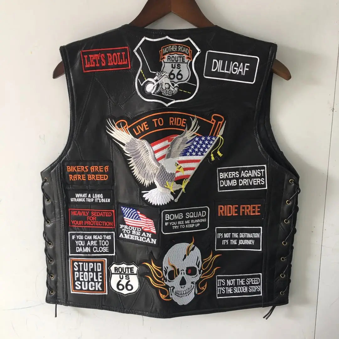 RPM Rebels Punk Motorcycle Vest With 42 Patches