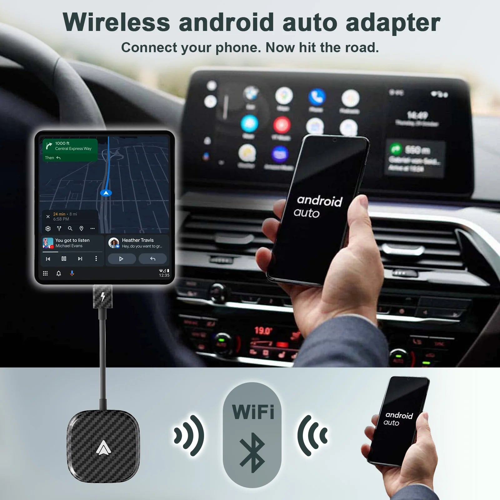 RPM Rebels Wireless CarPlay & Android Auto Adapter – Easy Setup, USB & USB-C Compatible