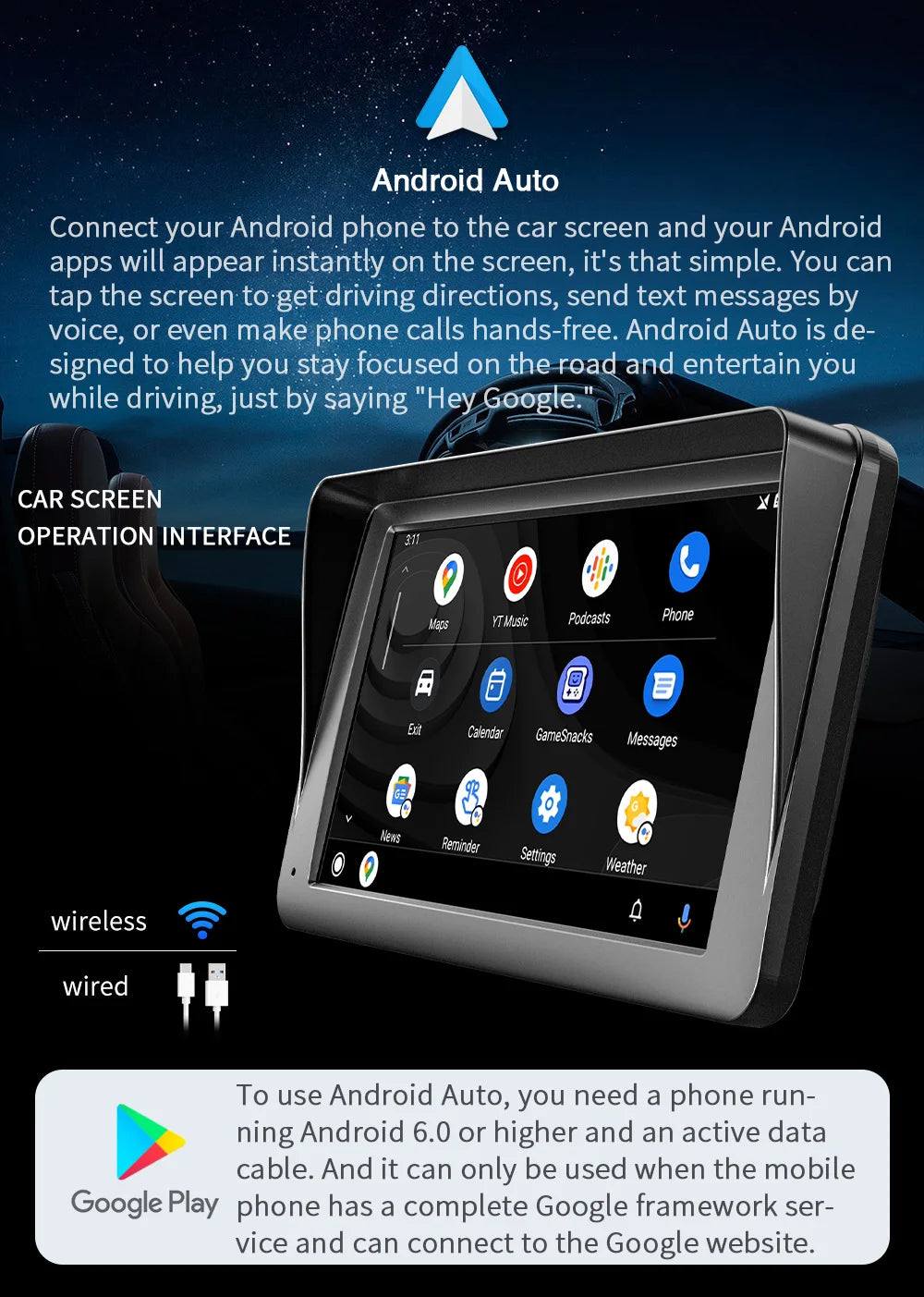 Universal 7" Car MP5 Player – Wireless CarPlay, Android Auto, MirrorLink, Bluetooth, FM, USB, & Rear Camera