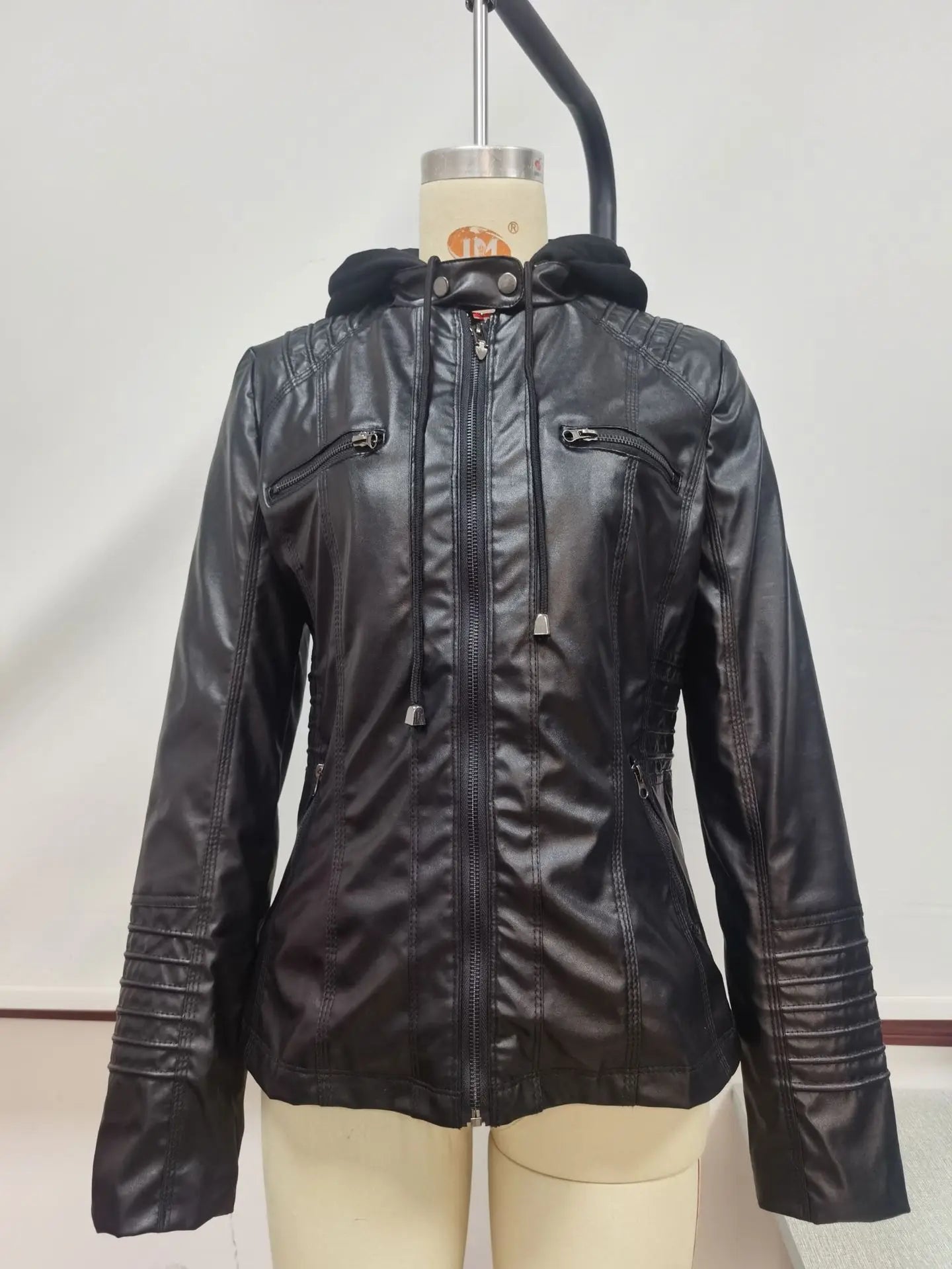 Women's Winter Faux Leather Waterproof Jacket