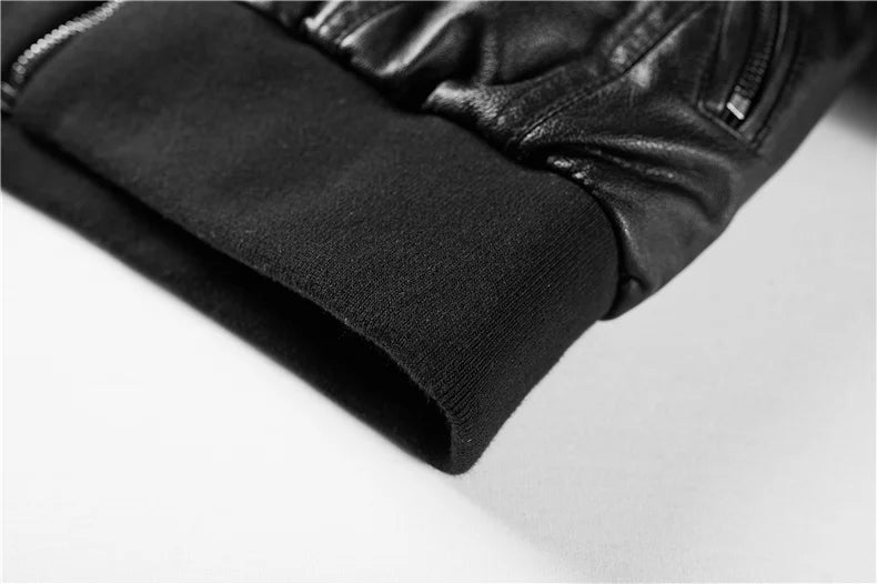 Vintage Hoodie Fitted Motorcycle Leather Jacket - Women