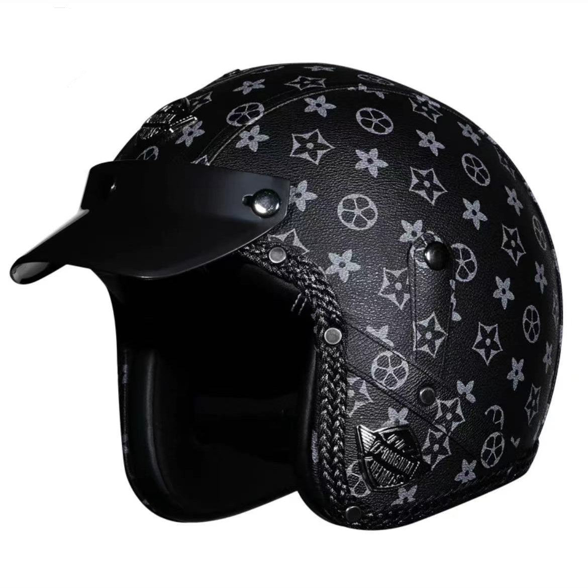 RPM Rebels Retro Leather Motorcycle Helmet