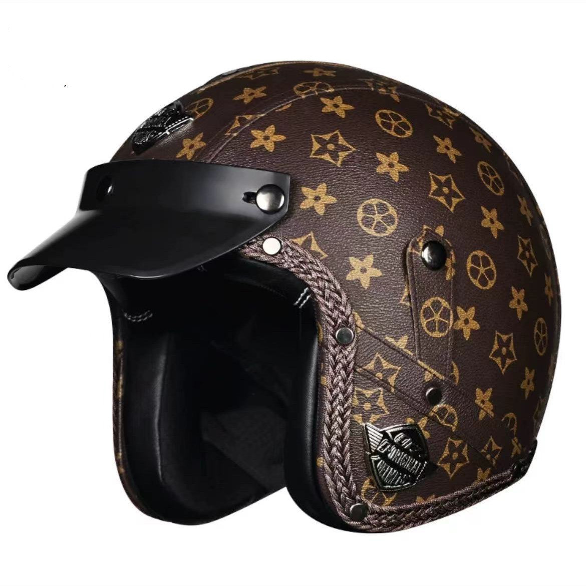 RPM Rebels Retro Leather Motorcycle Helmet