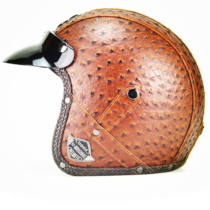 RPM Rebels Retro Leather Motorcycle Helmet