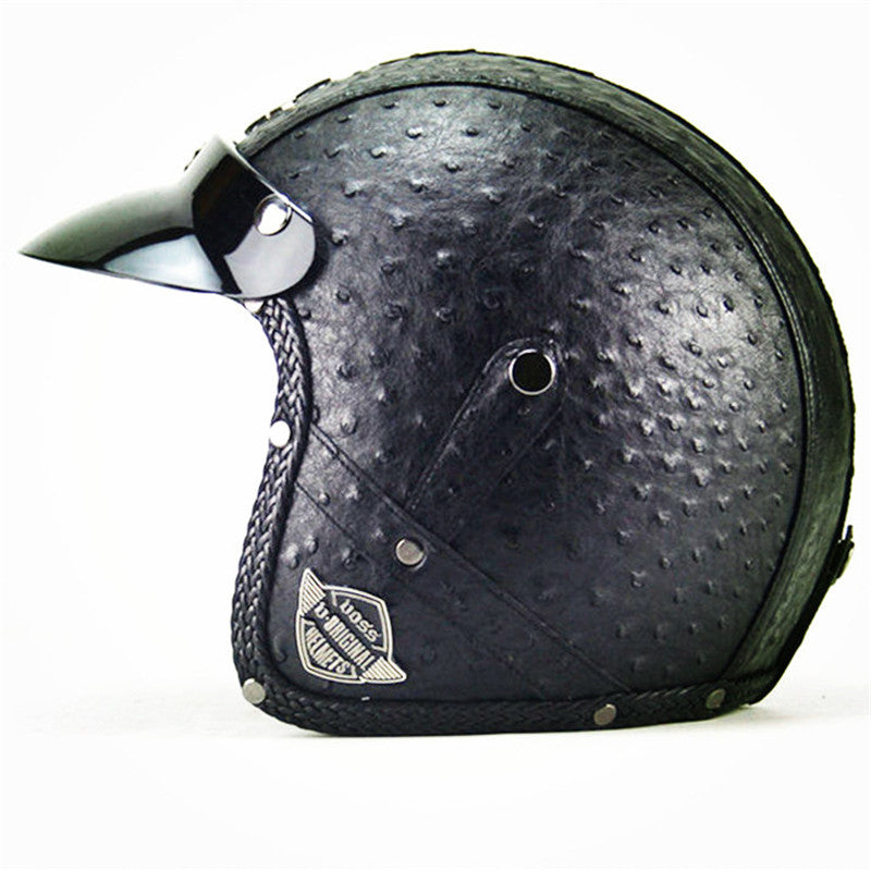 RPM Rebels Retro Leather Motorcycle Helmet