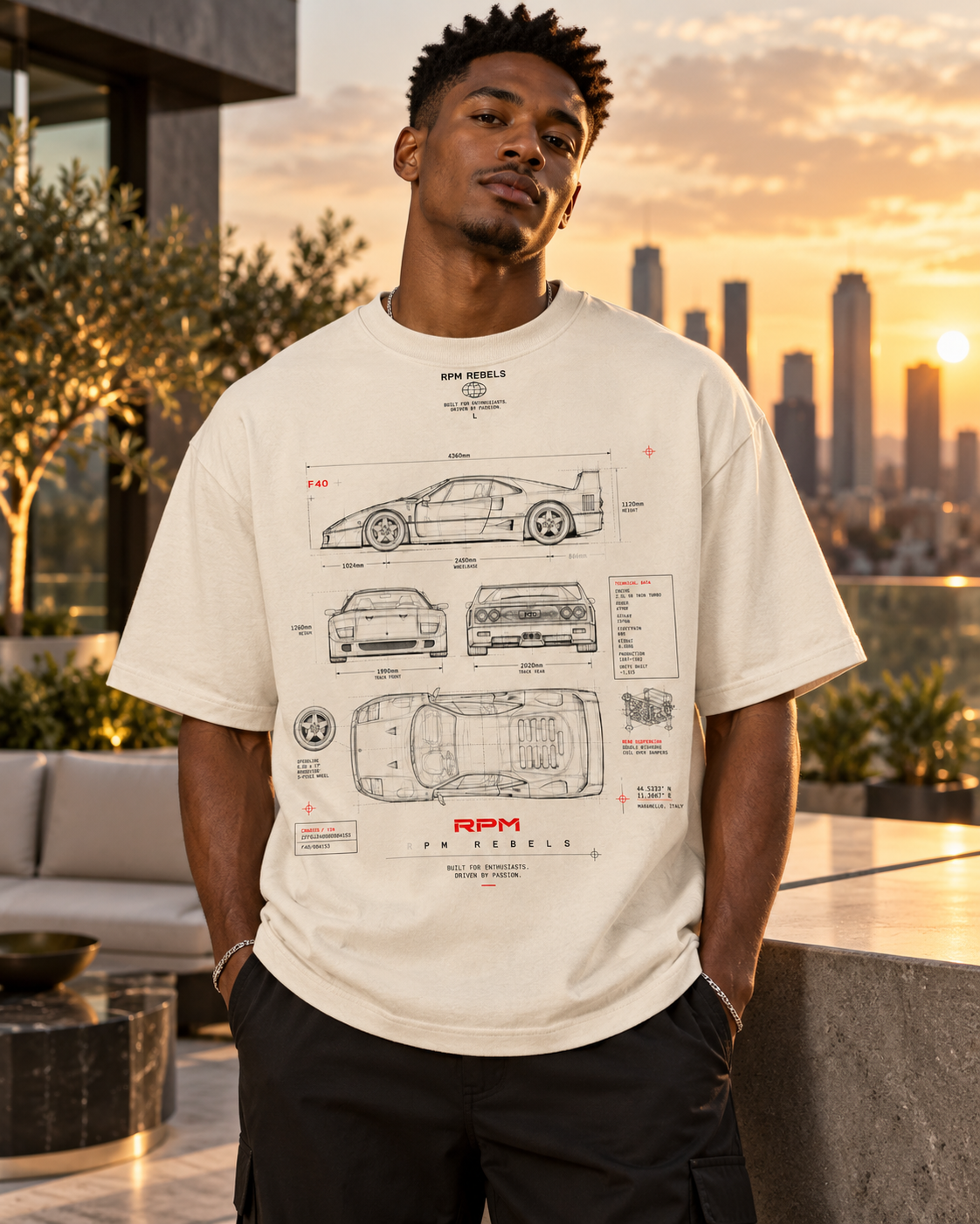 RPM Rebels Premium Blueprint Series – F40 Inspired Technical Tee
