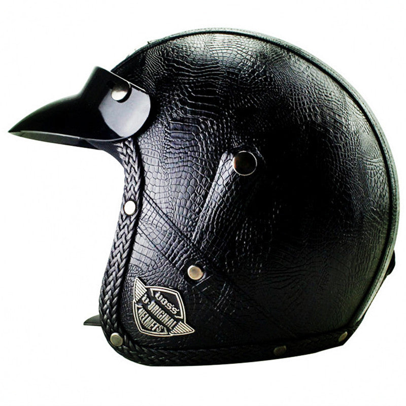 RPM Rebels Retro Leather Motorcycle Helmet