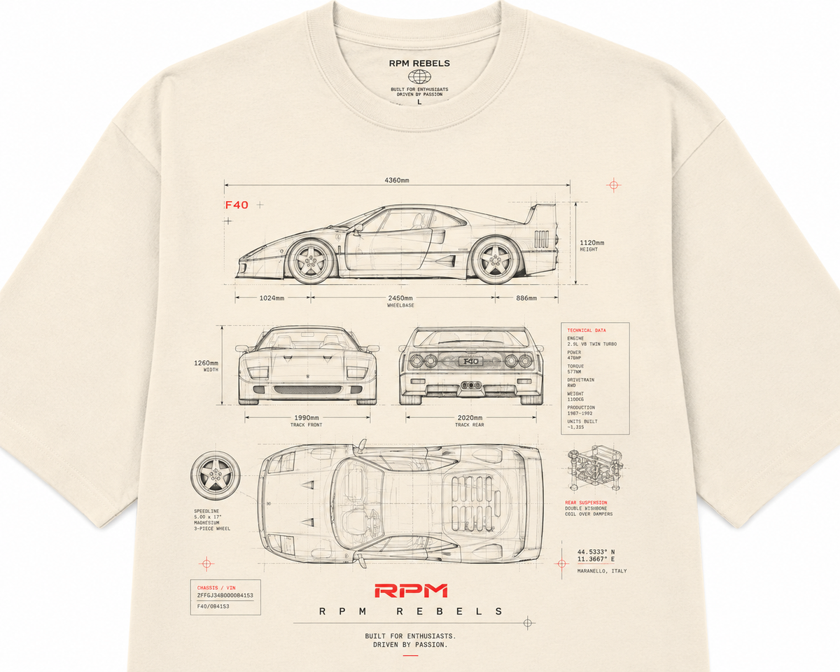 RPM Rebels Premium Blueprint Series – F40 Inspired Technical Tee