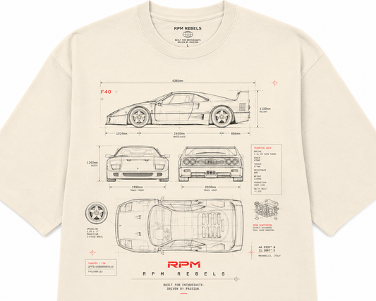 RPM Rebels Premium Blueprint Series – F40 Inspired Technical Tee