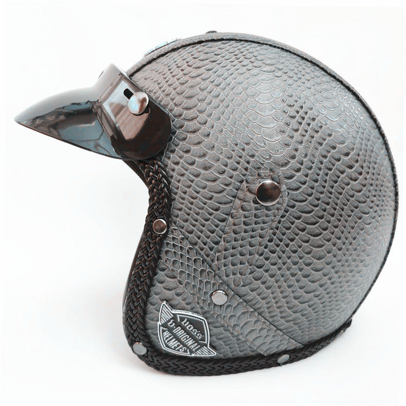 RPM Rebels Retro Leather Motorcycle Helmet