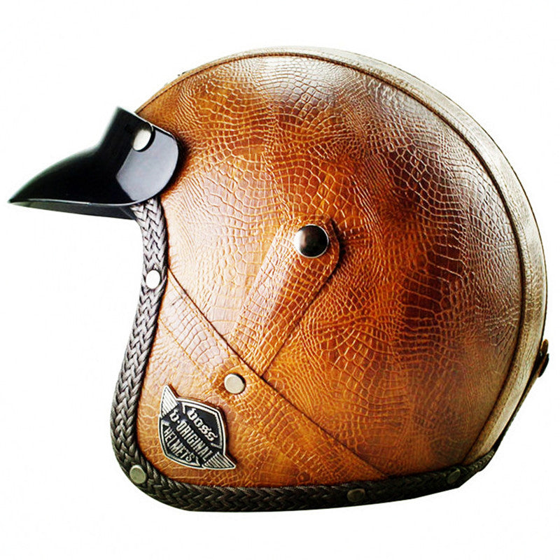 RPM Rebels Retro Leather Motorcycle Helmet