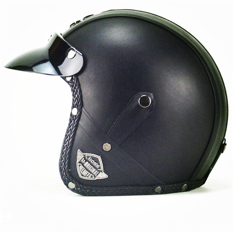 RPM Rebels Retro Leather Motorcycle Helmet