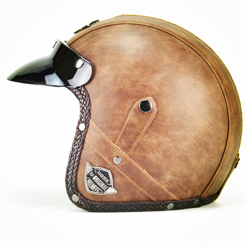 RPM Rebels Retro Leather Motorcycle Helmet