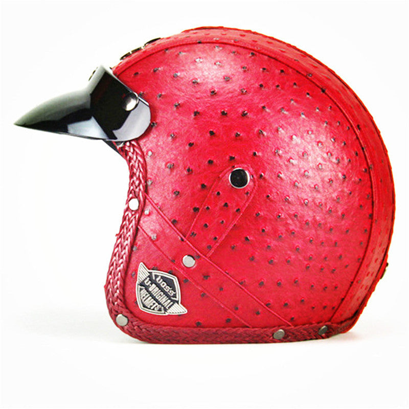 RPM Rebels Retro Leather Motorcycle Helmet