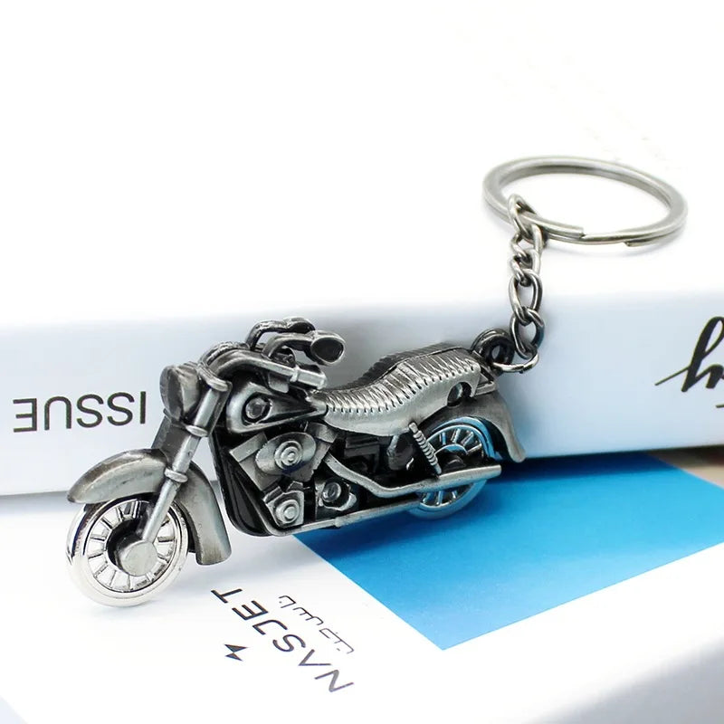 Silver Motorcycle Vintage Key Tag