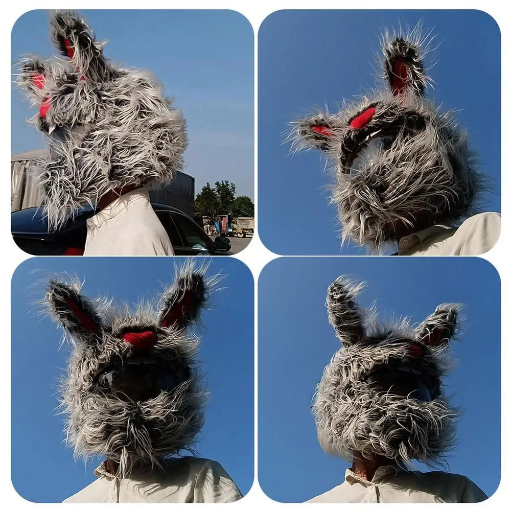 Motorcycle Helmet Cover - Evil Wolly Rabbit